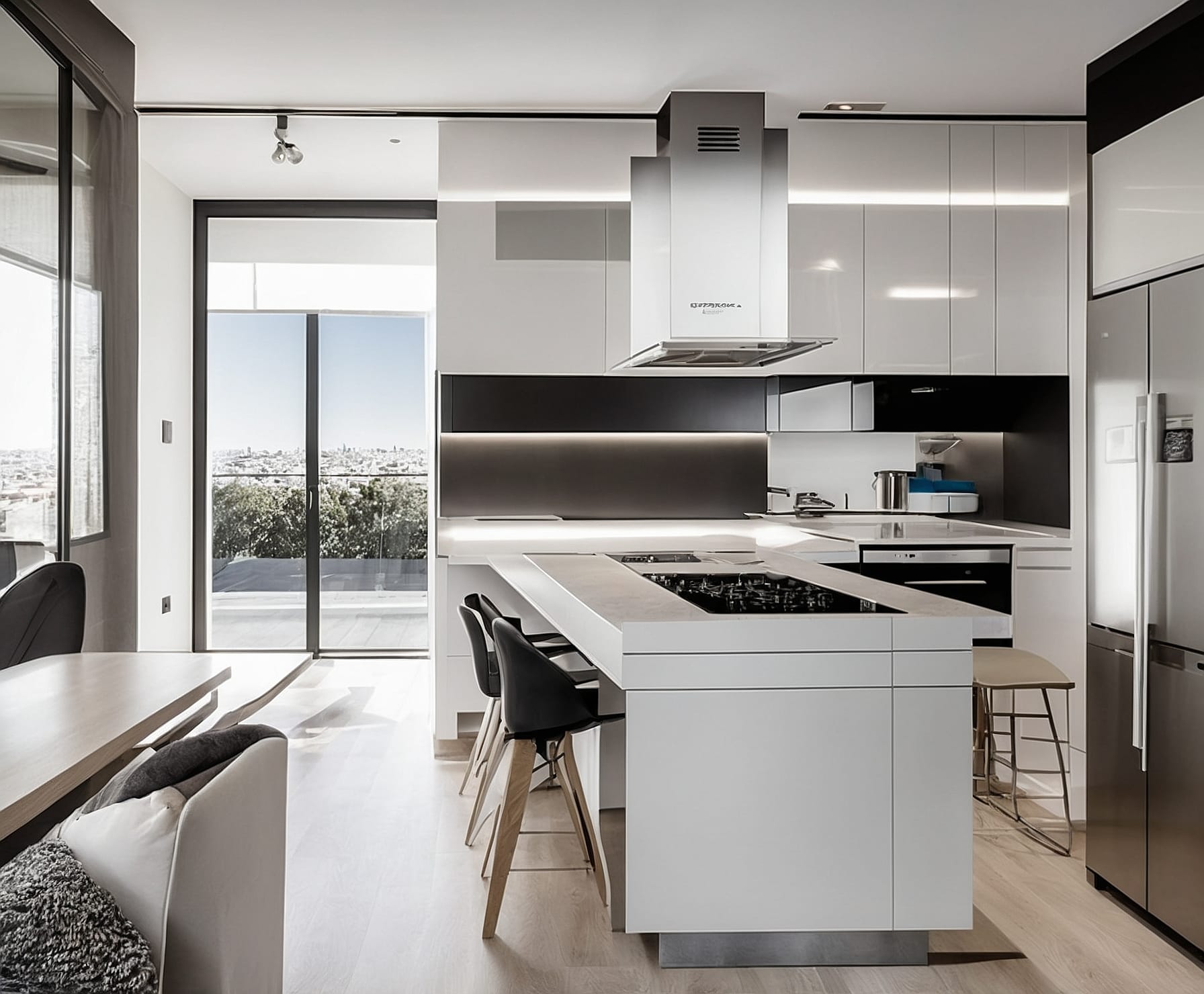 Cocina moderna reformada con estilo funcional.